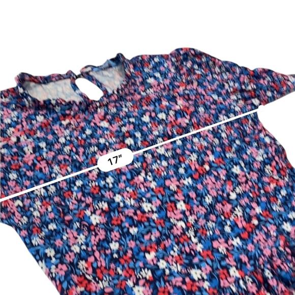 Draper James Ditsy Floral Kitty Ruffled Long Shift Dress Pink Blue Size Small - Picture 9 of 14